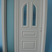 Door with crafted glass