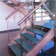 Railing with glass staircase and protection